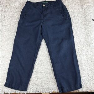 Lauren Women's Linen Pants, Navy Blue, Size 6